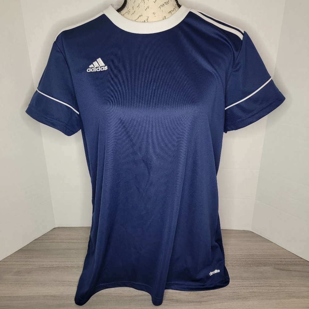 Adidas Climalite Tennis T Shirt - Women's - Navy Blue And White - Size XL